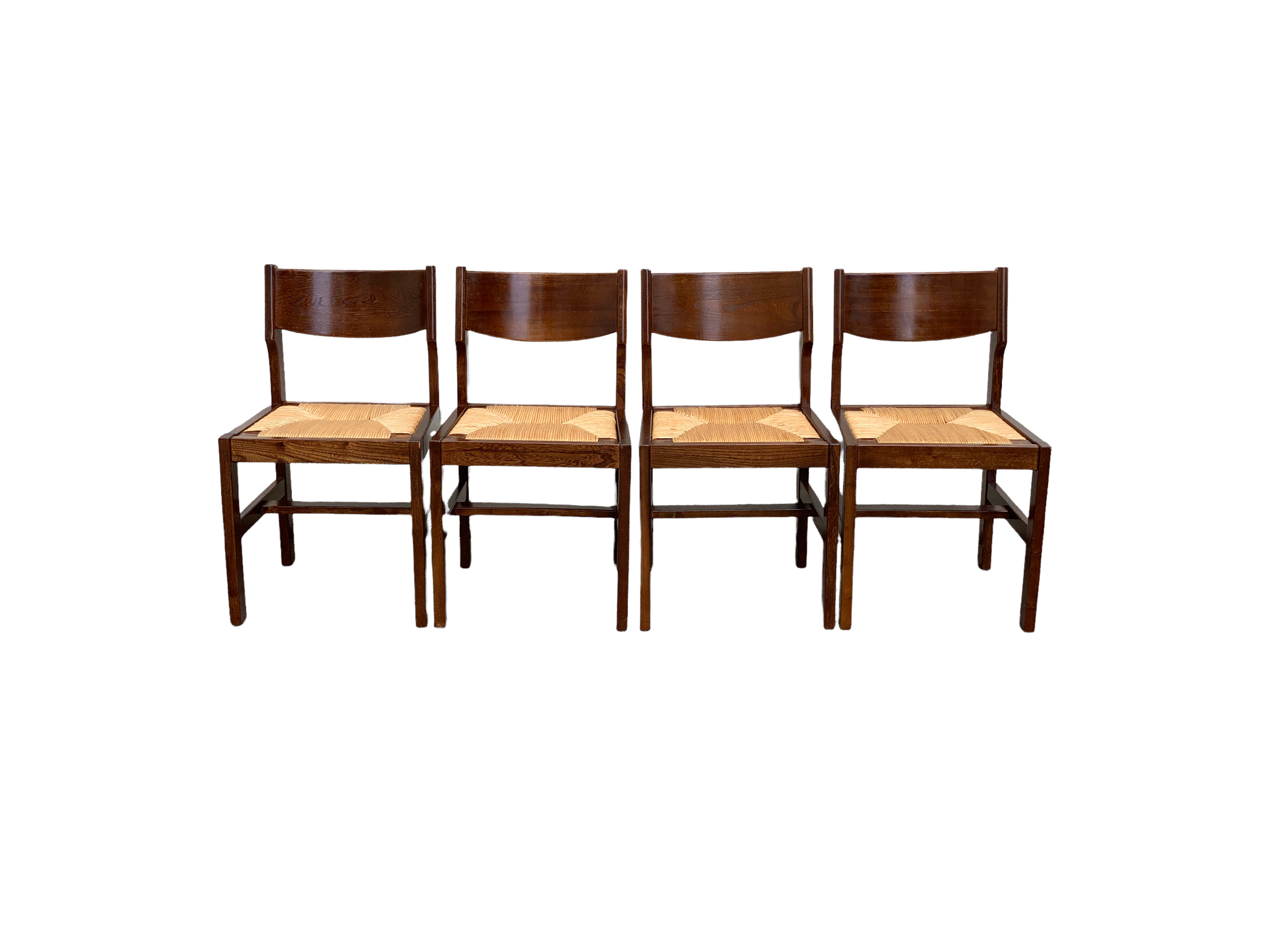 Mulched chairs in vintage solid elm 1960