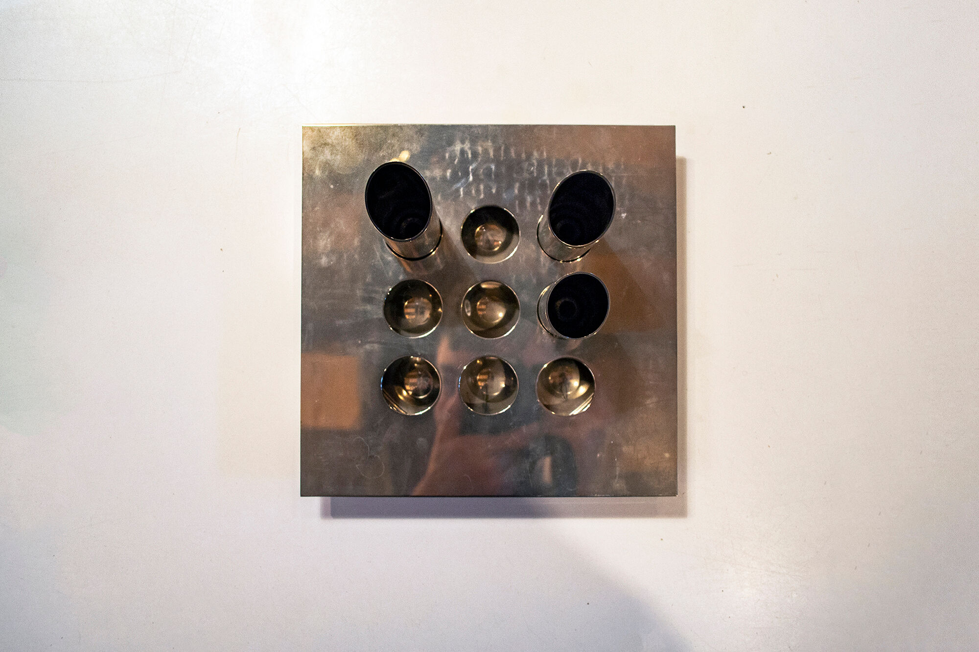 Steel flower holder sculpture by Mario Faggian for MAM, Italy 70s