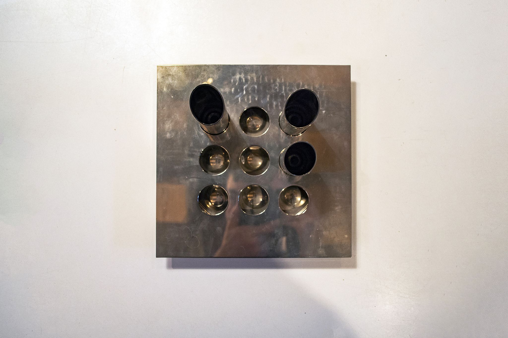 Steel flower holder sculpture by Mario Faggian for MAM, Italy 70s