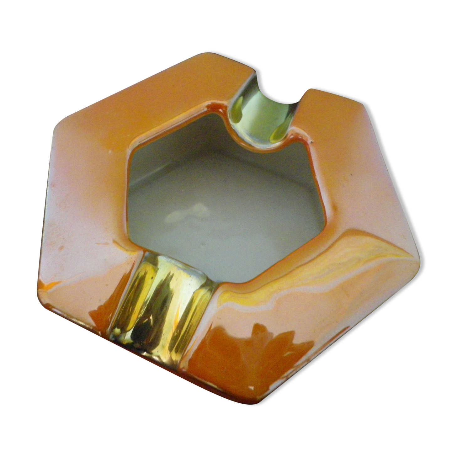Vintage porcelain ashtray with gilding, Victoria china Czechoslovakia, 60/70s