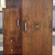 Asymmetrical wardrobe, Art Deco, 1930s walnut burl, wardrobe, shelves, drawers