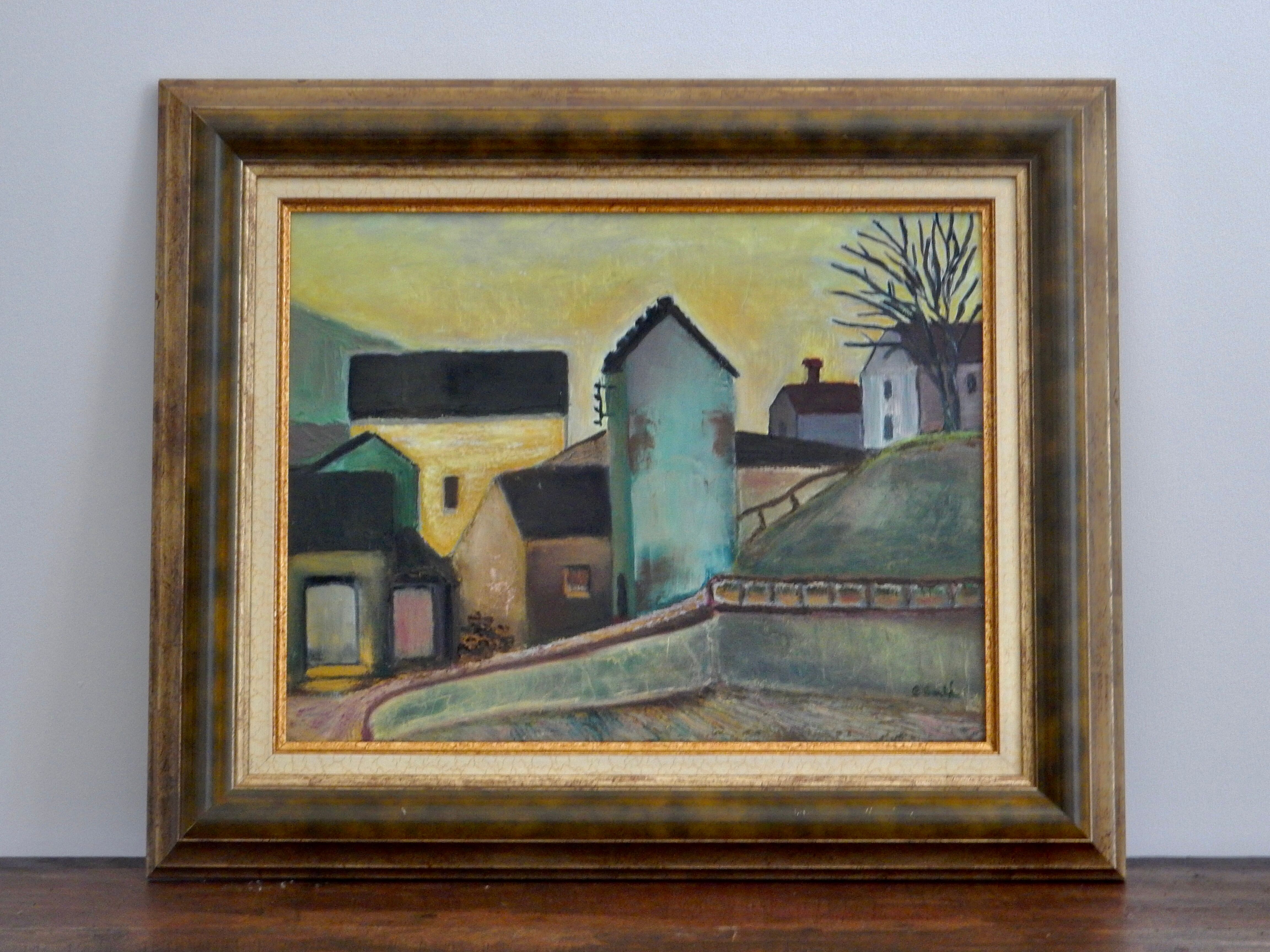 Painting hamlet in winter