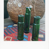 Set of 3 emerald green glass vases
