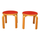 Pair of NE60 stools designed by Alvar Aalto, Artek, Finland, 1980s