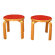 Pair of NE60 stools designed by Alvar Aalto, Artek, Finland, 1980s