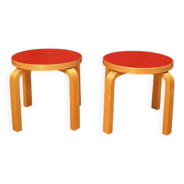 Pair of NE60 stools designed by Alvar Aalto, Artek, Finland, 1980s