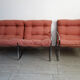 Sofa and armchair chrome steel and fabric 70s / 80s