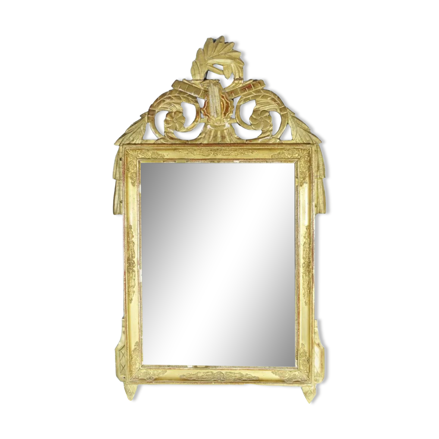 Superb Louis XVI style mirror in wood and gilded stucco nineteenth century