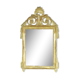 Superb Louis XVI style mirror in wood and gilded stucco nineteenth century