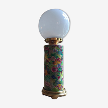 Lampe avec pied art déco et opaline blanche