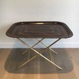 Beautiful table with a brass top and painted sheet metal