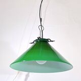 Green Murano conical pendant light, Italy 1980.