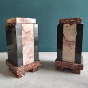 Pair of French vintage marble bookends, art Deco