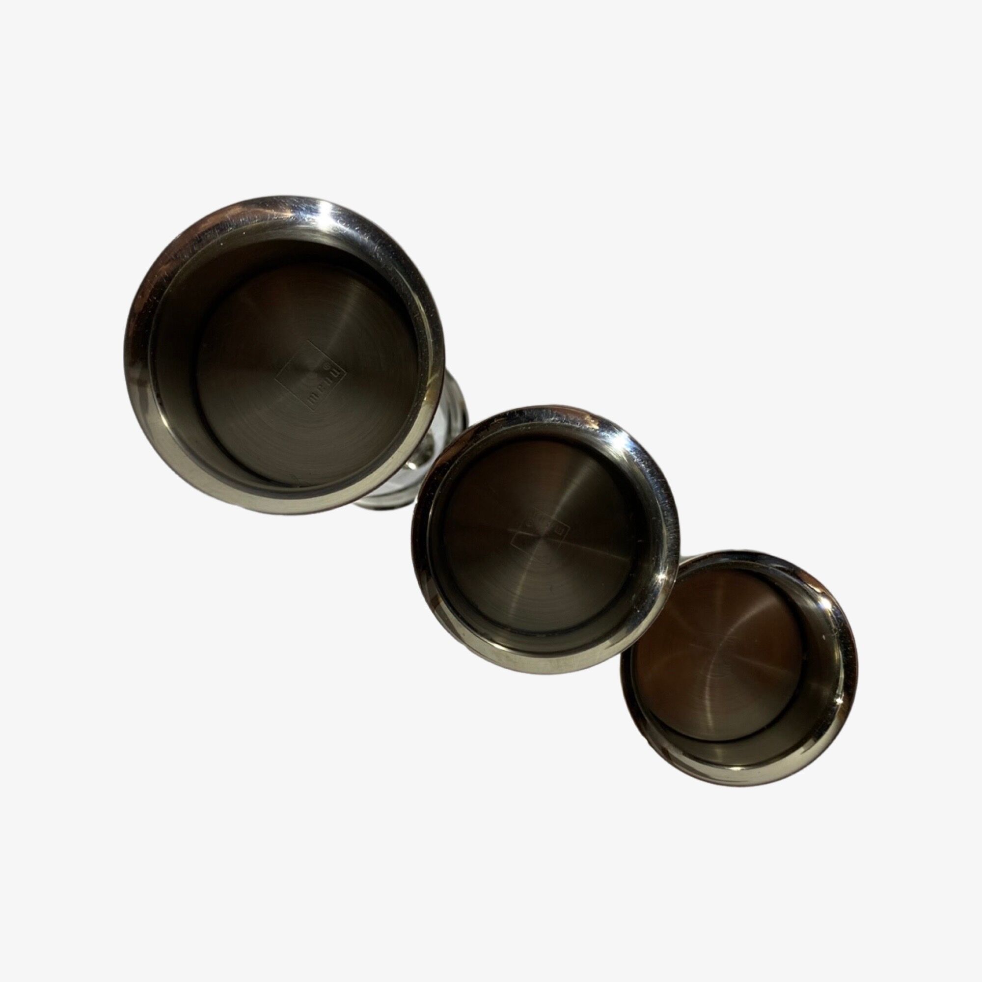 Set of 3 retro tea light candle holders | silver colored mid century candle holders