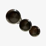 Set of 3 retro tea light candle holders | silver colored mid century candle holders