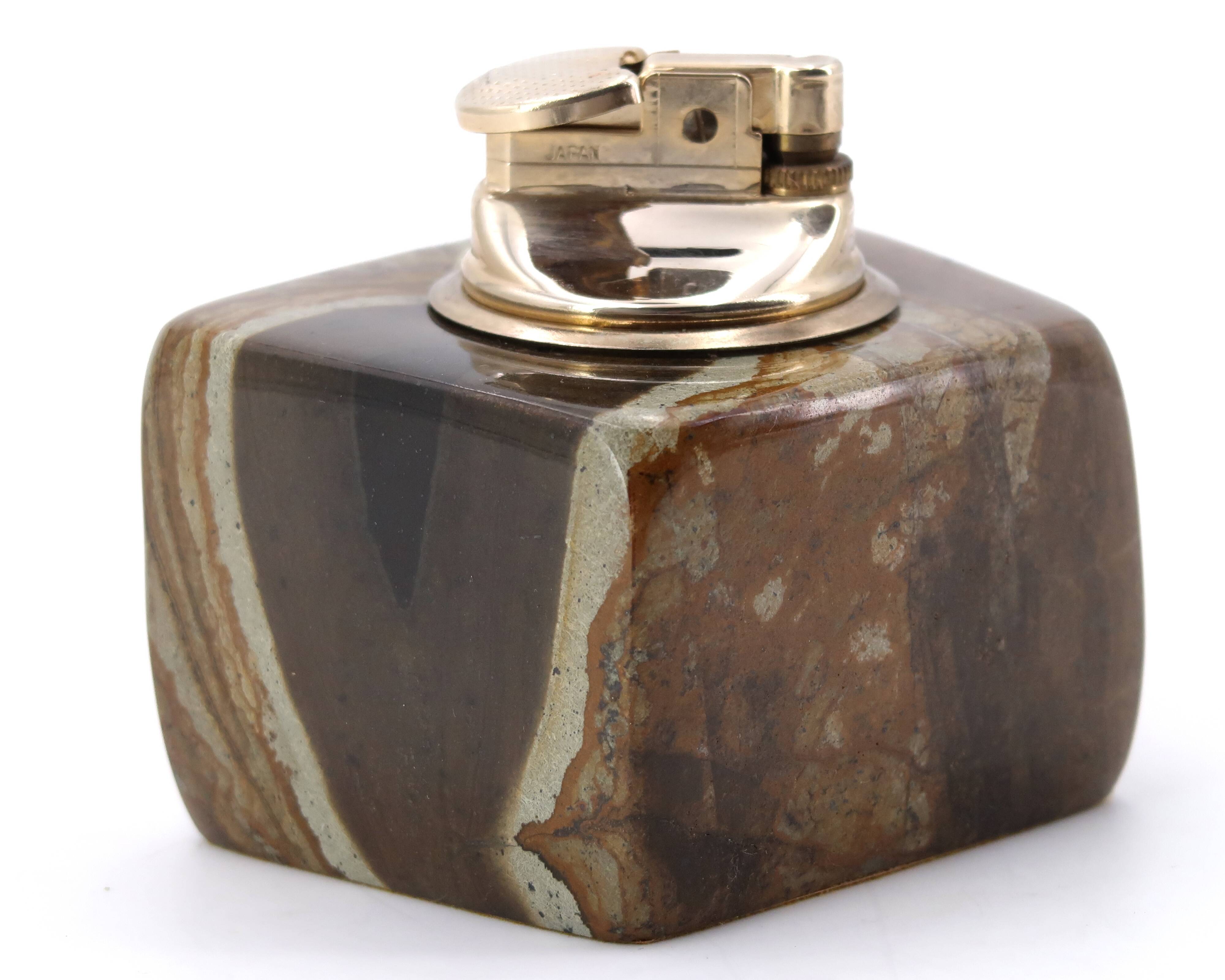Brown Jasper table lighter, 1970s