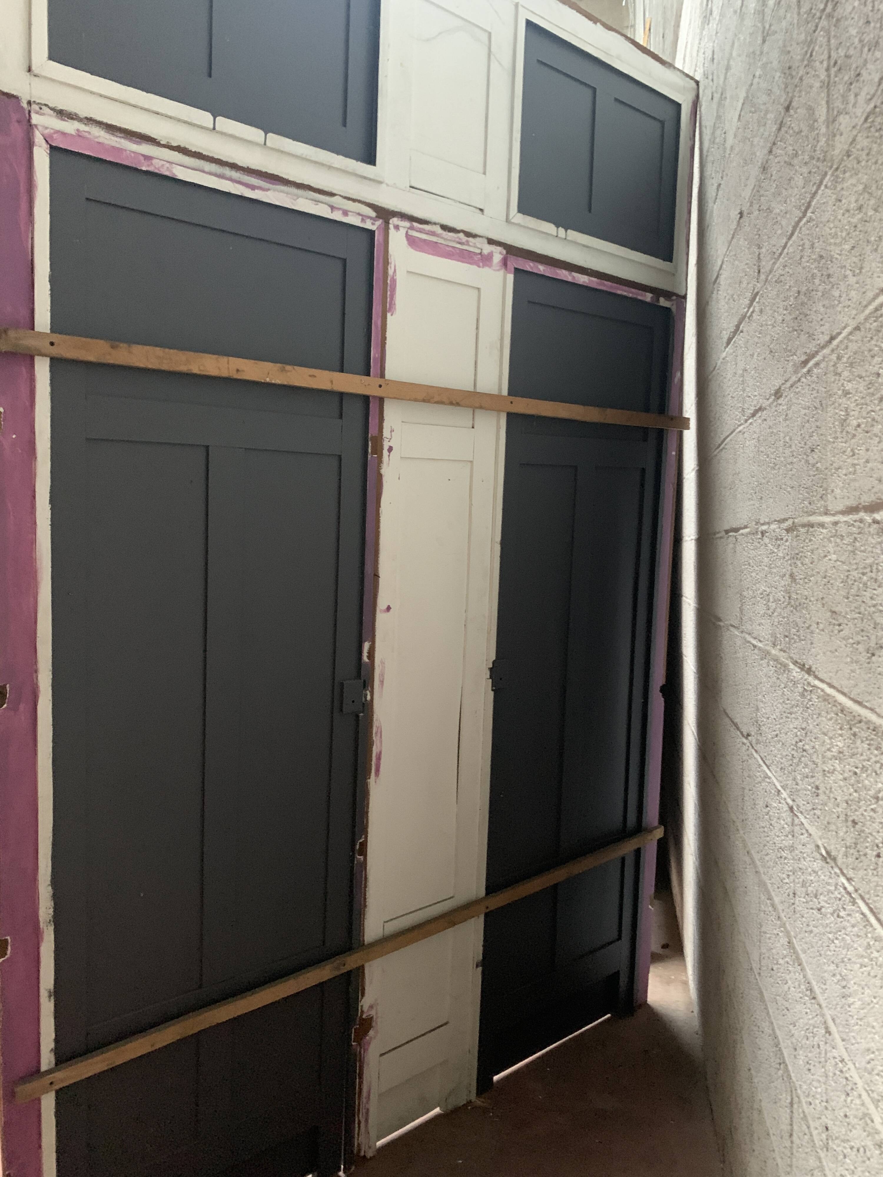 Cupboard front in patinated beech Doors 20th century