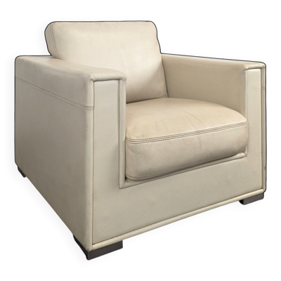 Fauteuils en cuir crème Rivolta made in Italy