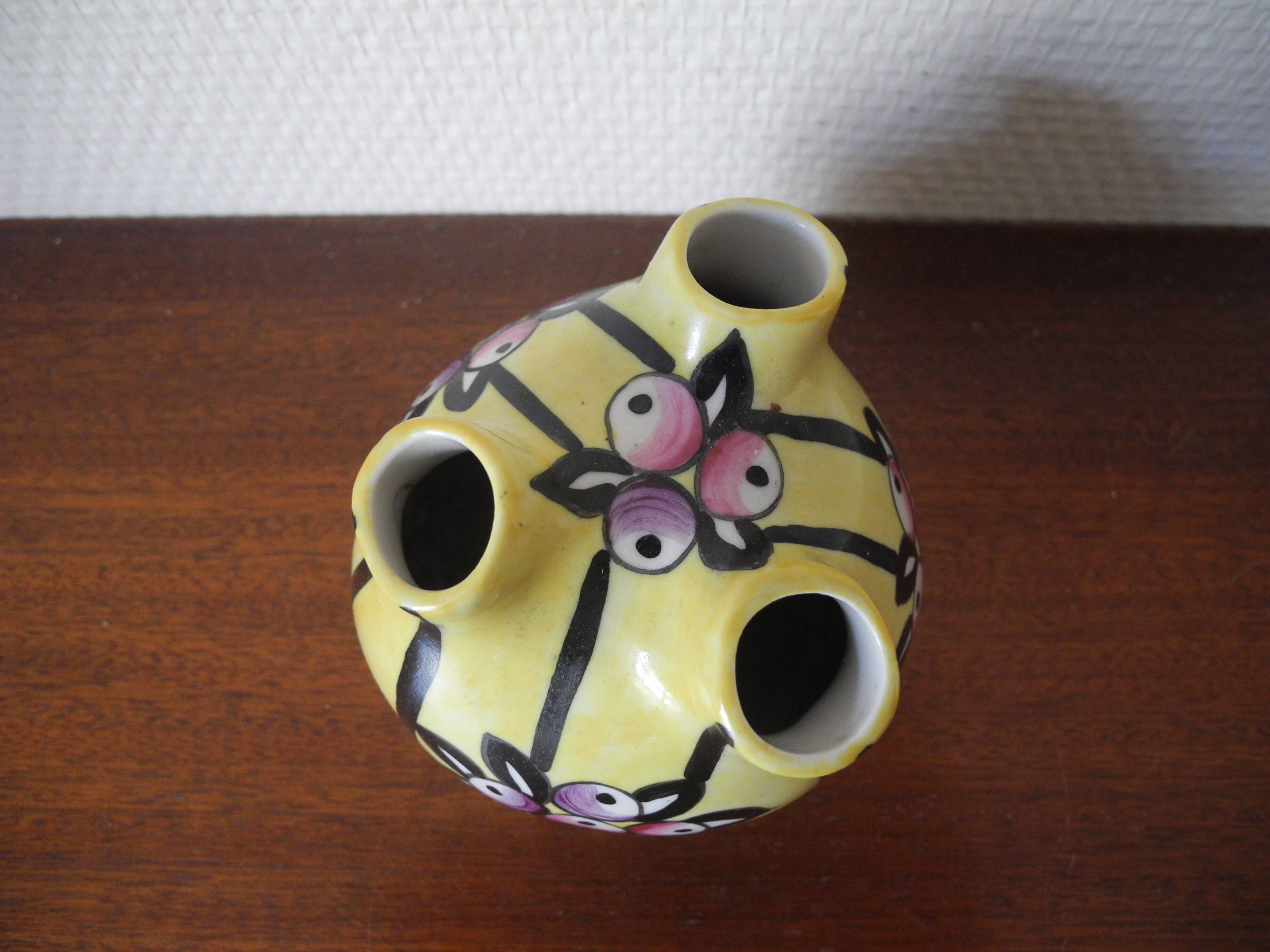 Old porcelain flower vase Gabriel Fourmaintraux Desvres