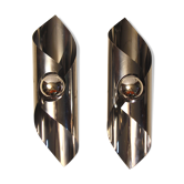 Paire de grandes appliques chromées design Space Age