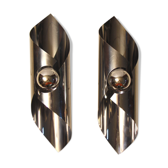 Pair of large chromed applique design Space Age