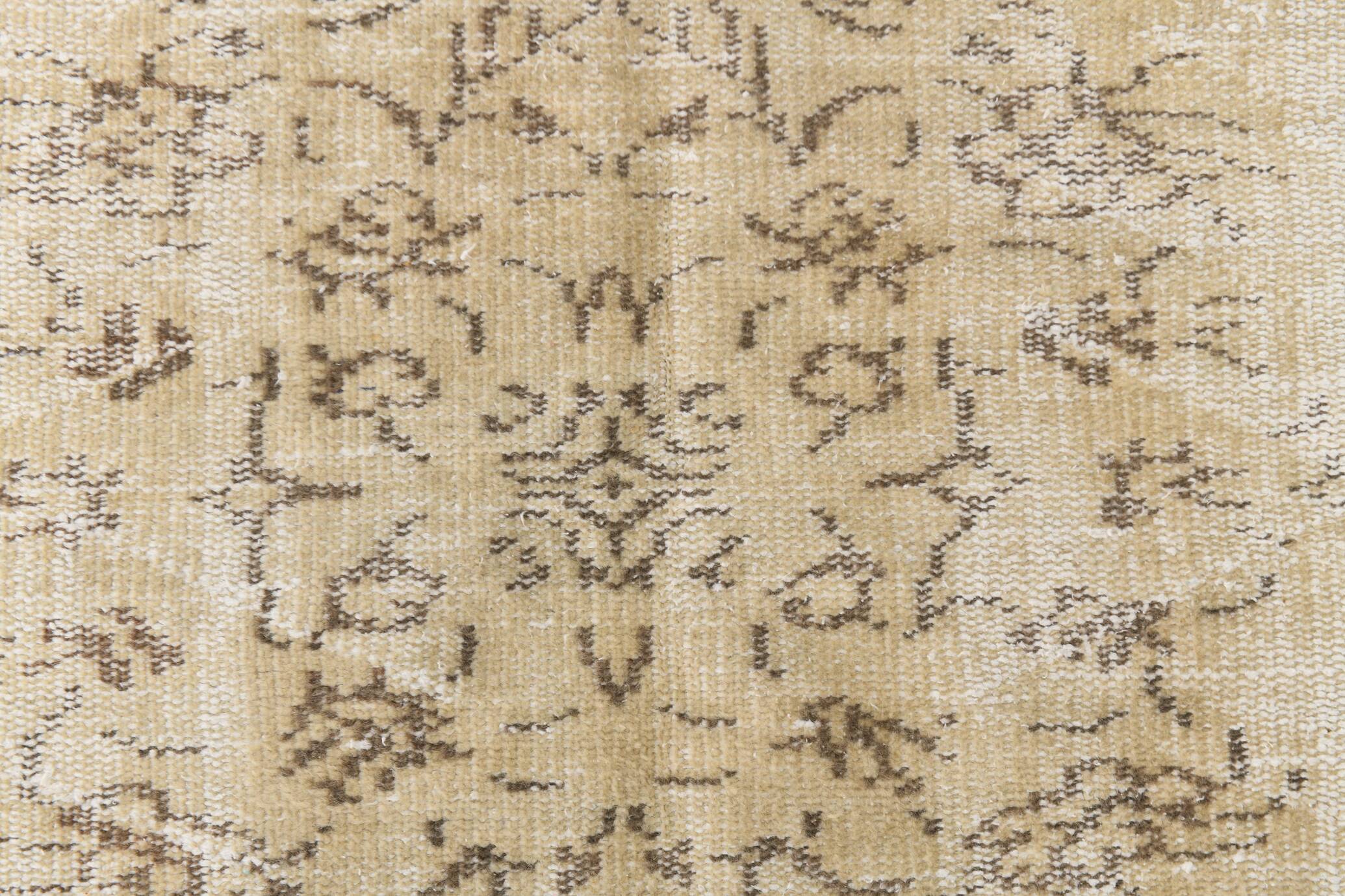 Vintage Cream & Brown Turkish Handmade Rug, 149x252Cm