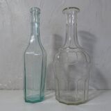 2 vintage 50s molded glass decanters