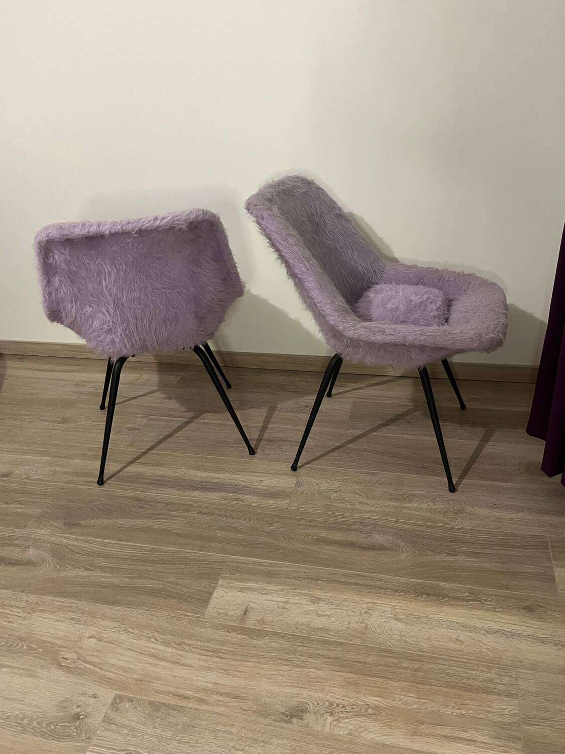 Pair of furry armchairs