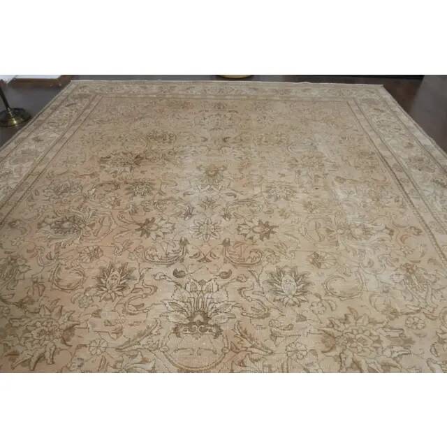 1970s Vintage Persian Handmade Wool Orange Area Rug 282x384