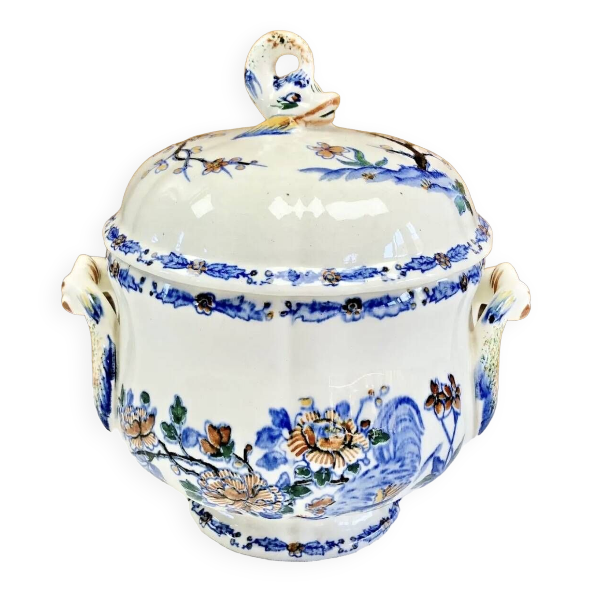 Gien sugar bowl rooster and peonies model 1938 1960