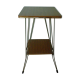 Formica side shelf, 2 shelves, gold metal - 60s