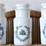 7 old jars of opaline glass