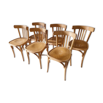 6 light wooden bistro chairs