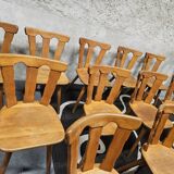 12 wooden bistro chairs, 1970