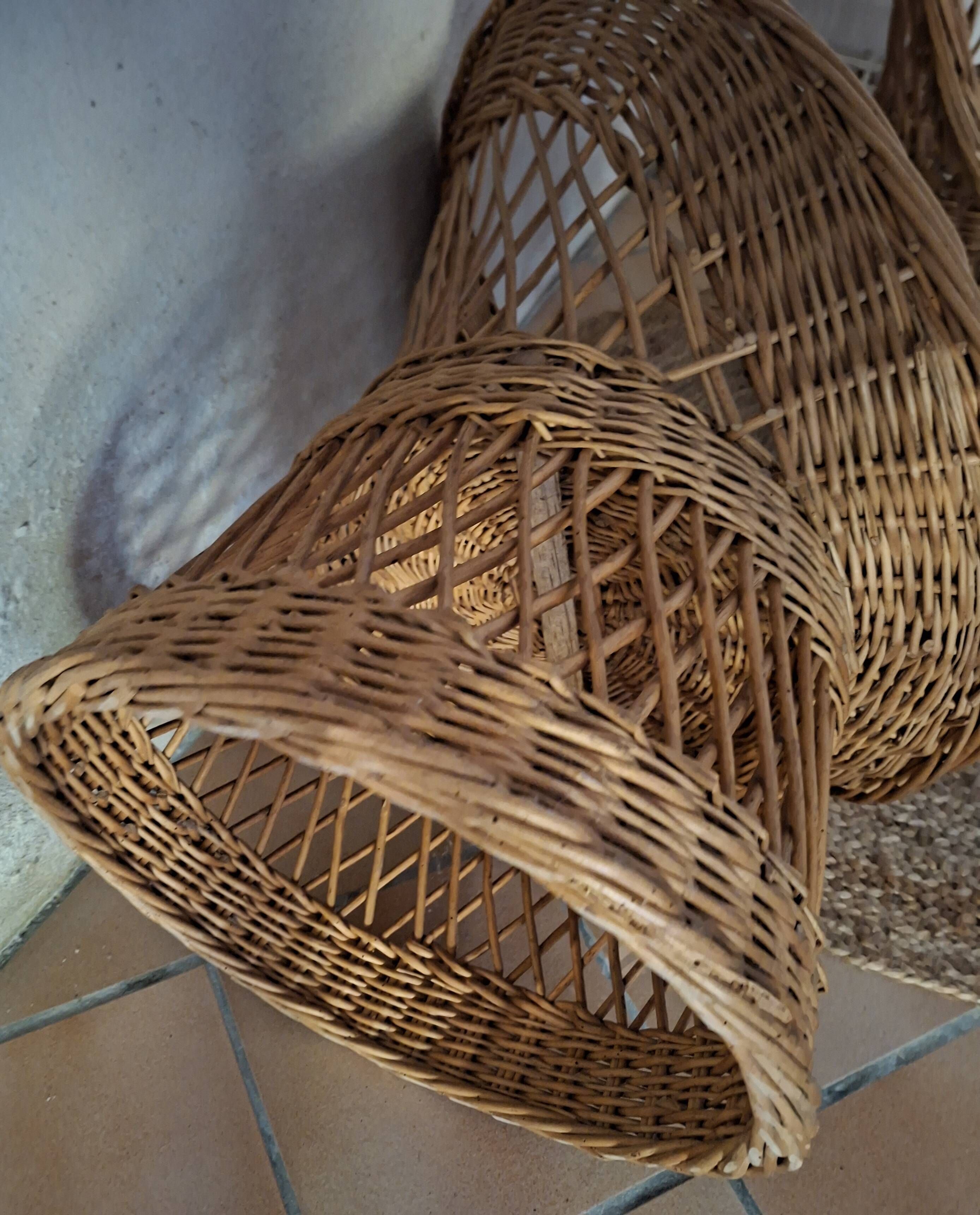 Set of 2 vintage rattan armchairs