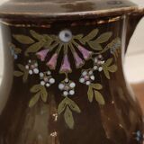 2 Old Small Glazed Ceramic Cream Pots/Enameled Decor