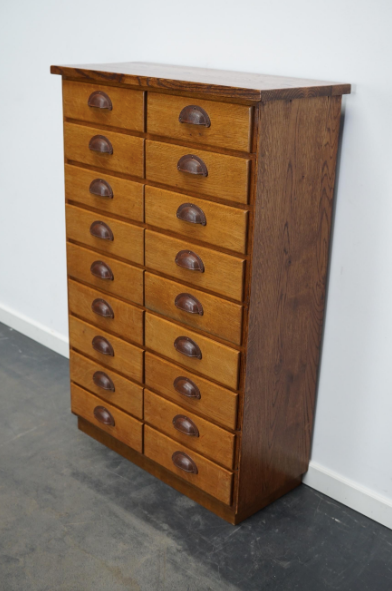 German apothecary's cabinet in oak mid-twentieth century