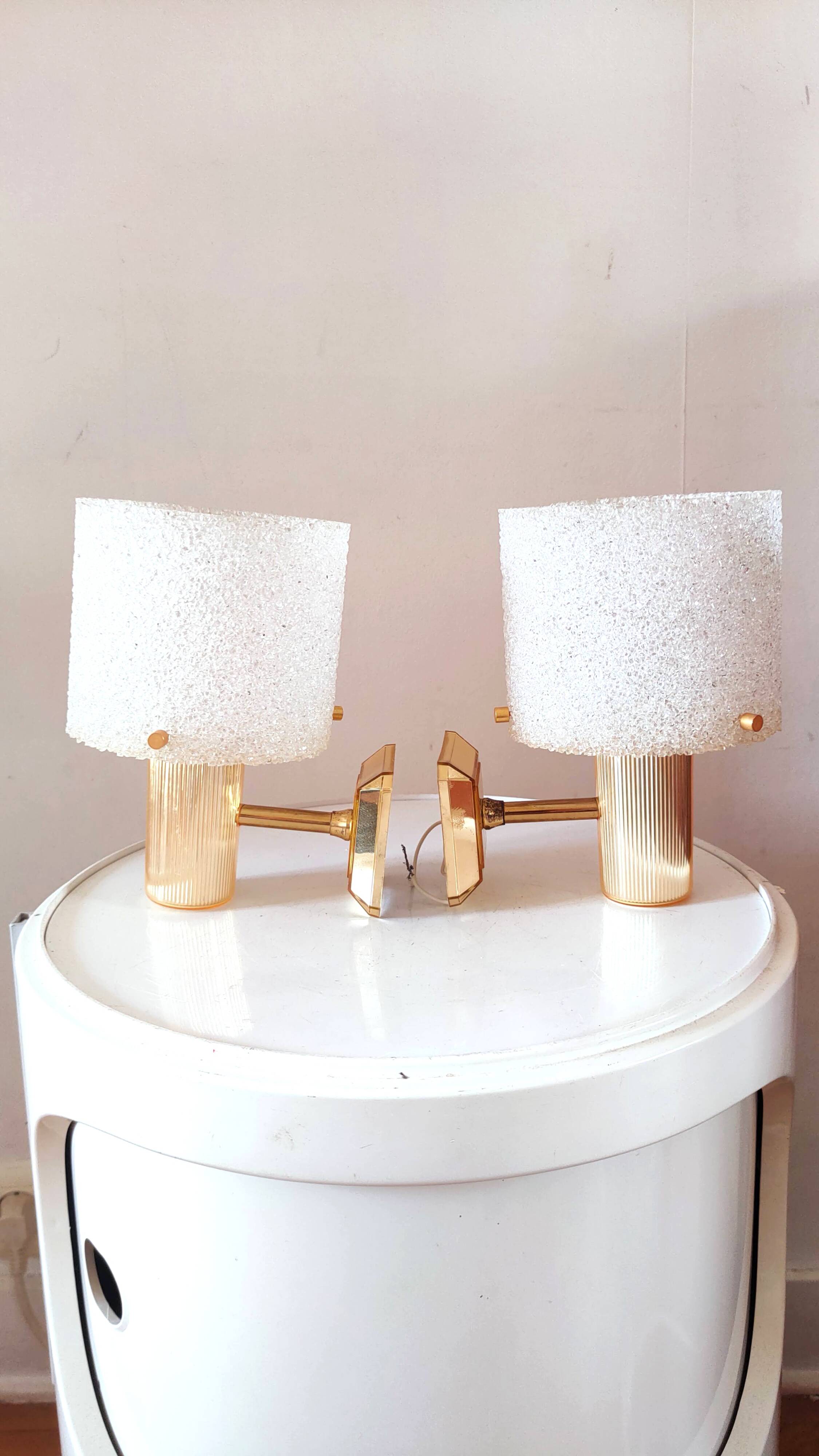 Pair of 60s designer Perspex wall lights