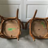 Paire de fauteuils bistrot en bois courbés