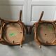 Pair of curved wooden bistro armchairs