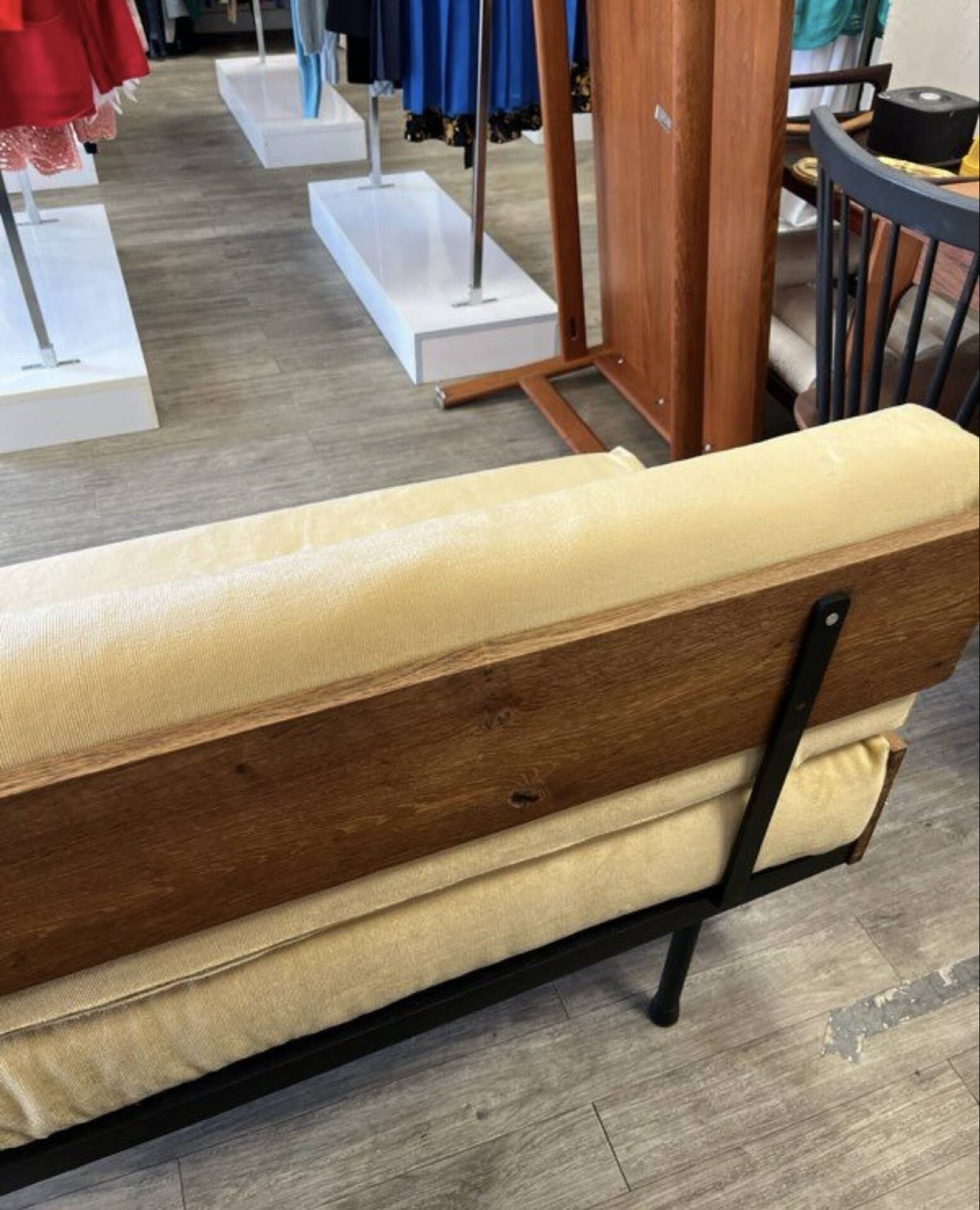 Daybed or Scandinavian bench in teak and steel from the 1970s.