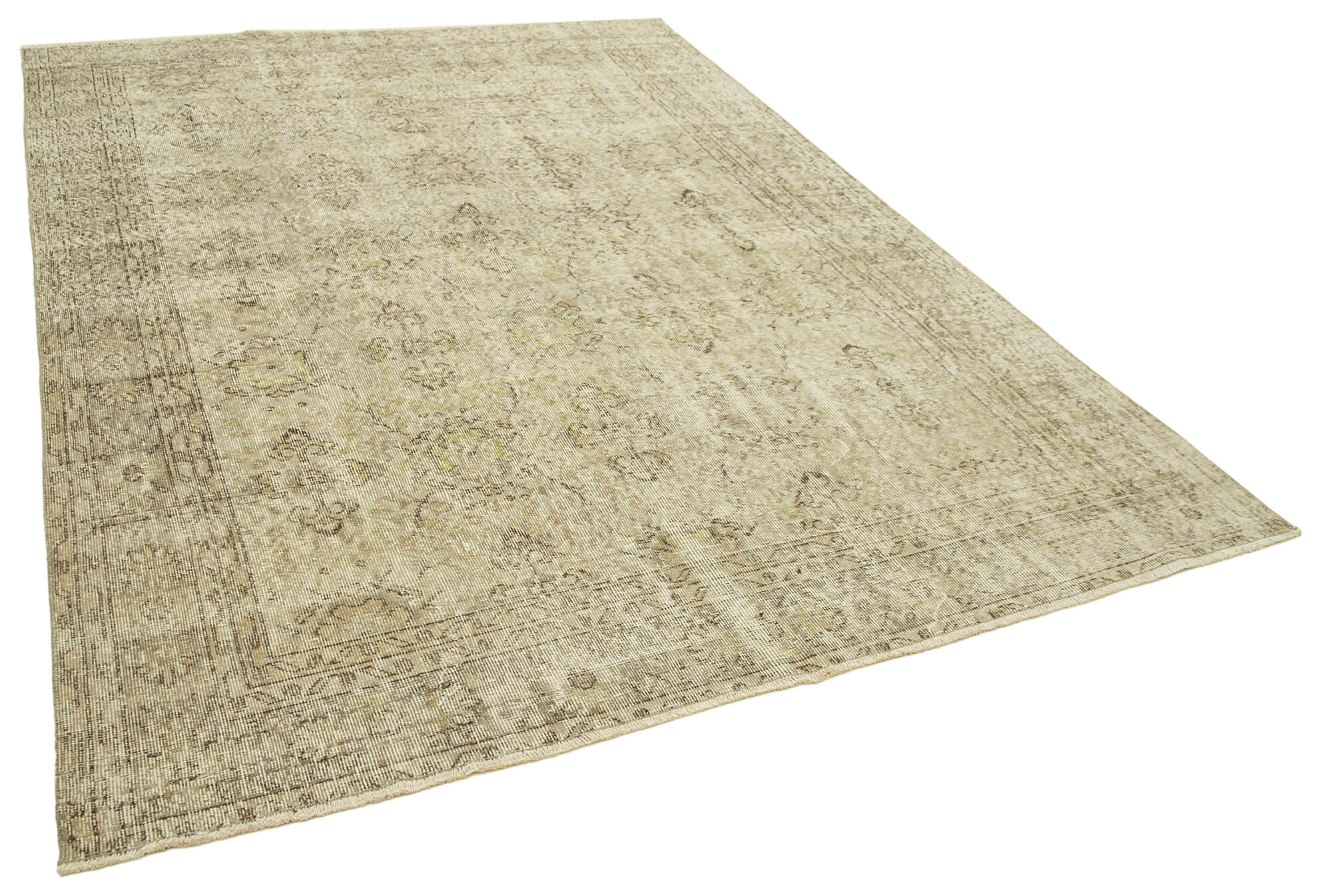 Handwoven antique anatolian beige carpet 200 cm x 284 cm