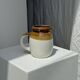 Small two-tone white and brown pitcher Made in China