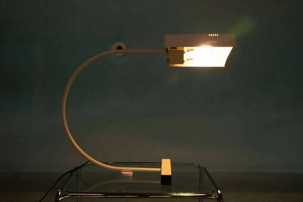 Vintage arc table lamp, 60s/70s Memphis desk lamp.