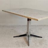 Coffee table Roche Bobois 70's carrara marble and chrome star foot