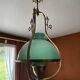 Lustre Suspension Art Nouveau - Green Opaline and Brass - Belle Époque Style