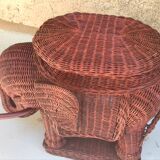 Table d'appoint elephant rotin 1970