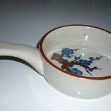 Ceramic frying pan blue and brown flowers