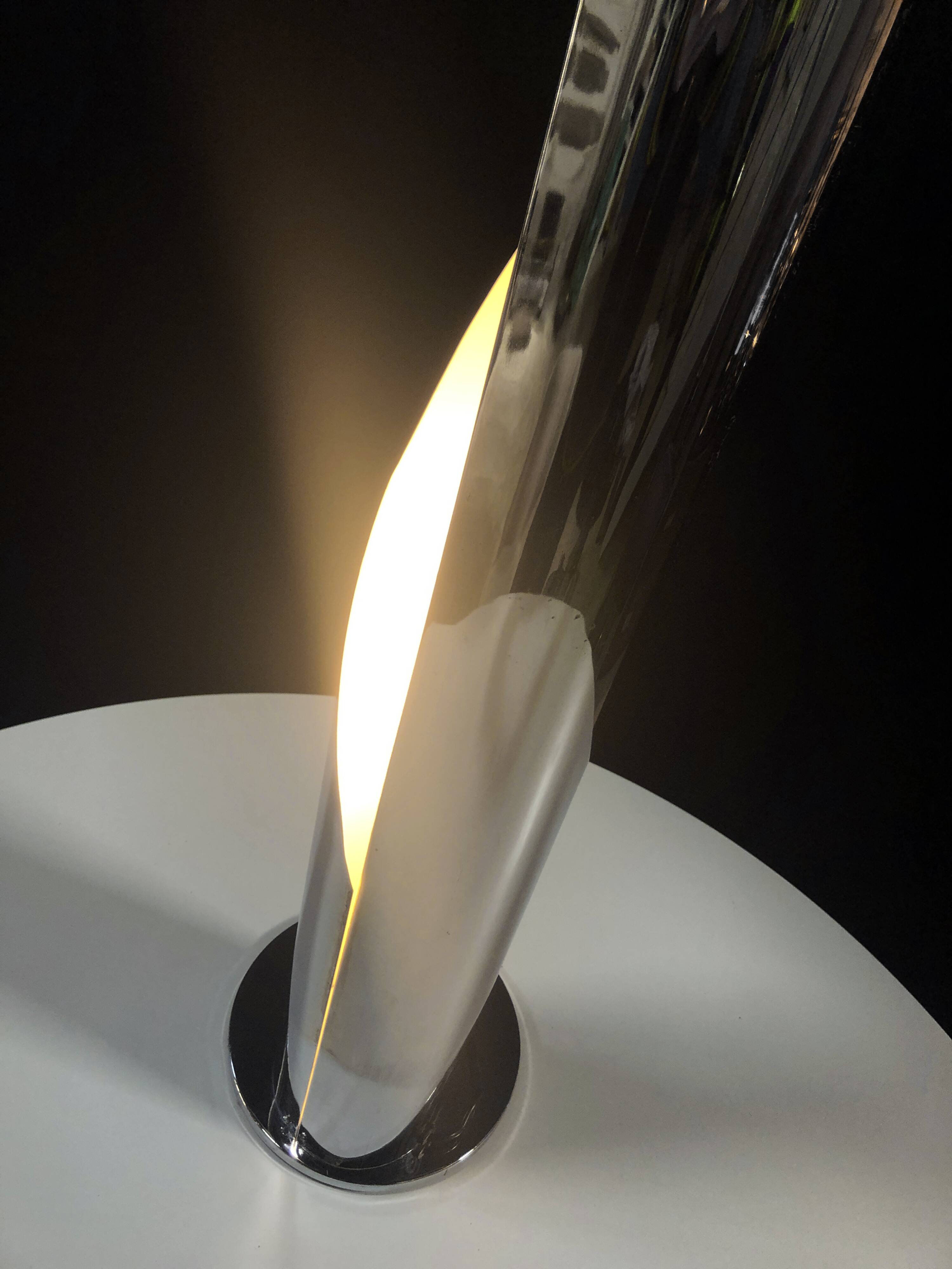 Vintage Floor Lamp • Flame • Stainless Steel • Space Age • 1970