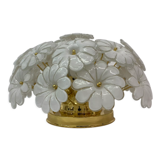 Murano glass flower italian ceiling lamp , 1970’s